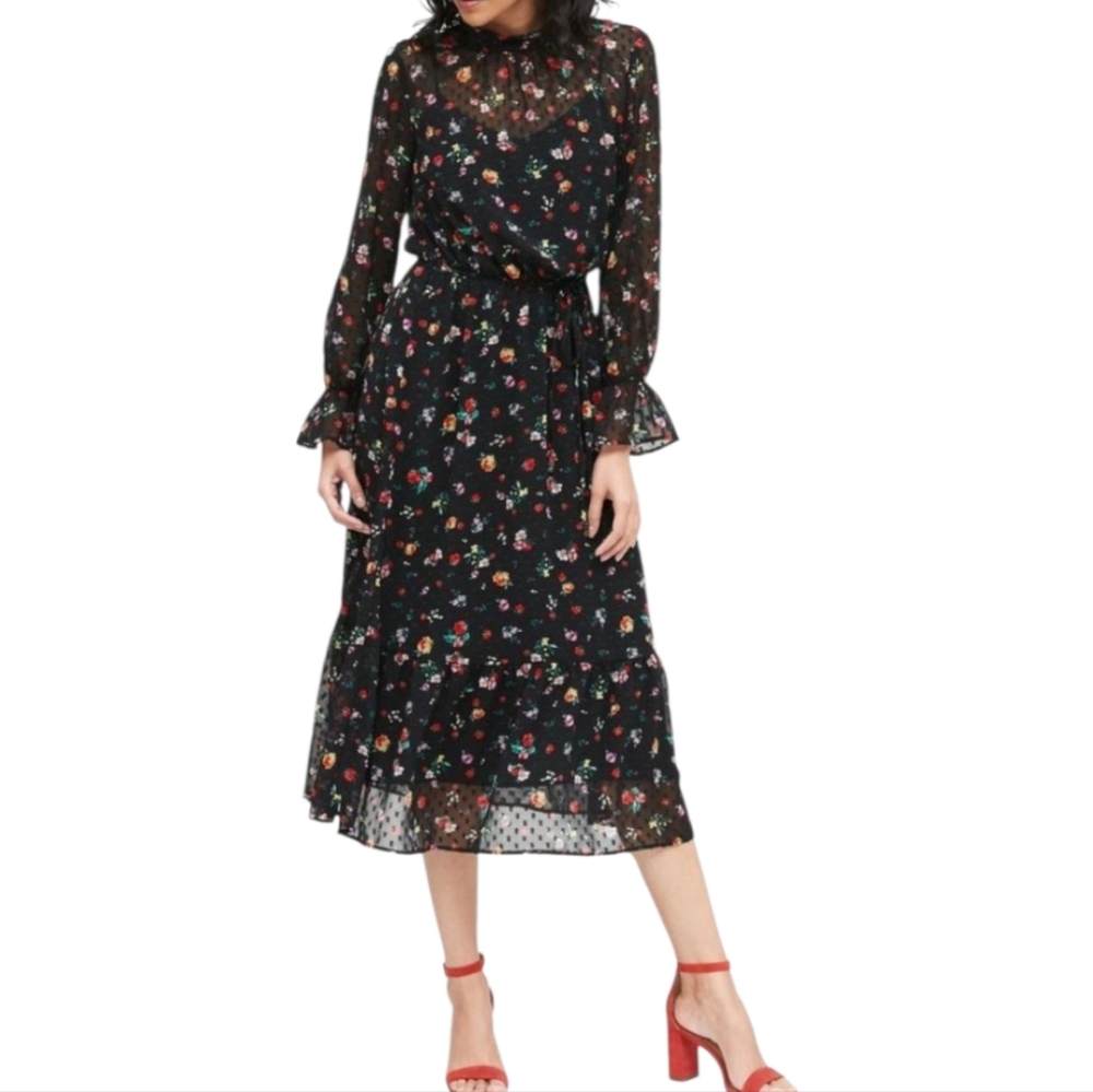 Banana Republic boho lantern Bell sleeve floral maxi dress size 2 new!!‎